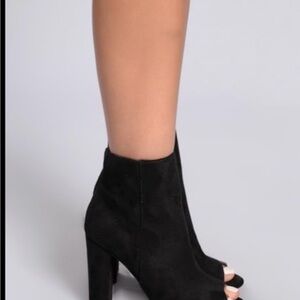 Fashion Nova Black Peep-Toe Heeled Boots
